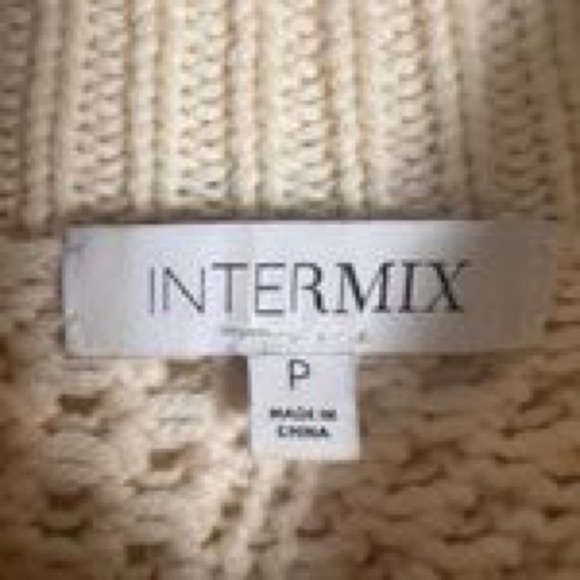 Intermix Britta Ivory Cold Shoulder Cableknit Wool Sweater Size P - Picture 4 of 5